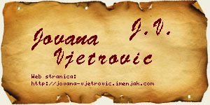 Jovana Vjetrović vizit kartica